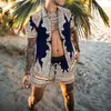 Herren Trainingsanzüge Hawaiian Set Herren Druck Kurzarm Sommer Lässig Blumenhemd Strand Zweiteiler Mode Herren S 3XL 230421