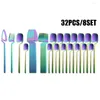 Setwares Sets 32pcs Matte kleurrijke bestek set westerse mesvork lepel 304 roestvrij staal flatware keuken tafelgerei