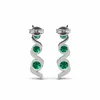 Boucles d'oreilles à tige en argent S925, émeraude cultivée en laboratoire, bijoux pour femmes, 3 pierres géométriques, clous d'oreilles plaqués or blanc 14 carats, cadeau d'anniversaire