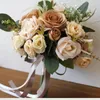結婚式の花は、ローズシャンパンコーヒーカラー花嫁の花束をシミュレートしました