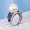 Cluster Rings Solid S925 Sterling Silver Pure Pearl Gemstone Open Ring For Women Fine Wedding Bands Natural Jewellry Box Females