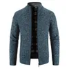 Pulls pour hommes Cardigan couleur unie polaire fermeture éclair veste tricotée pull hiver jupe chaude 231120