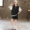 Наборы одежды Summer Girl Cust Baby с коротким рукавом топ шорты 2 % для девочек наряды свободная детская спортивная одежда повседневная деть 230420