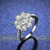 Cluster-Ringe, Moissanit-Ring, Damen-Silber-Sonnenblumen-Diamant, romantischer Jahrestag, Hochzeit, Valentinstagsgeschenk