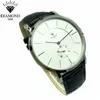 Armbandsur Shanghai Diamond Watch Men's Simple Large Dial Manual Mechanical Fine Steel Transparent läderrem