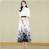 Skirts Designer Butterfly Printed Pleated Midi Skirt for Women High Waisted Drape Slim A-line Long Dress