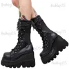 Laarzen Herfst Winter Uitverkoop Punk Halloween Heks Cosplay Platform Hoge Sleehak Hakken Zwarte Gothic Kuitlaarzen Dames Schoenen Grote Maat 43 T231121