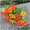 Fleurs décoratives couronnes 7 branches 28 tête artificielle Daisy Silk tissu Gerbera Sun for Party Home Decor Za5159 Drop Del Dh8ga