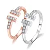 designer Gold Band Rings Jewelry T Double Female Rose Gold White Fritillaria Adjustable Ring