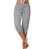 Pantalons pour femmes 2023 automne et hiver tricoté sept points décontracté taille serrée taille corde de traction poche sport