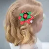 Hårtillbehör NCMAMA 2st/Set Christmas Clips Ribbon Flower Hairpin For Baby Girl Red Green Xmas Barrettes Hairgrip Kids