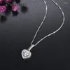 Cadenas Mujeres de lujo Posteo de diamantes de imitación 925 Sterling Silver Heart Collar Collar Joya Aniversario de bodas Regalo para
