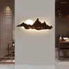 Wall Lamp Chinese LED Living Room Lights Creative Wood Art Acrylic Landscape Mural Background Decor Interior Lighting Lamps