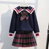 Kledingsets Schooluniform Voor Tieners Meisjes Kinderen Kostuum Kinderpak Preppy Trui Rok Kleding 12 13 14