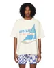 デザイナーファッション服TシャツRhude Summer Sailing Sloganプリント半袖TシャツMens Cotton Trend Tops Streetwear Hip Hop