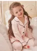 Pyjamas Girl's Princess Pink Turndown Collar Pyjama SetStoddler Kid's Long Sleeve Black Line Pyjamas Set Sleepwearchildrens Clothing 231121