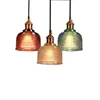 Lámparas colgantes 5 colores Luces de vidrio vintage Retro con bombillas Edison 110V / 220V Lámpara colgante Lamparas Colgantes Lustre