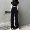 Herenbroek damesbroek patchwork wide been broek elastische hoge taille oversized joggingbroeken harajuku streetwear hiphop vrouw kleren j230420