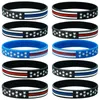 Bracciale a maglie in silicone elastico da 12 mm Stile sportivo Braccialetti con cinturino sottile in linea blu Gioielli per il giorno dell'indipendenza