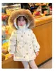 Donsjas 2023 Winterjas Kinderen Warm Windjack Bontkraag Capuchon Bovenkleding Baby Meisje Leuke Jassen Kinderen Print Parka 231121