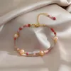 Charme pulseiras estilo boêmio colorido contas de arroz natural pérola pulseira para mulheres moda simples pulseiras de aço inoxidável festa jóias