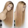 Pelucas de encaje 4/27 Ombre Cabello humano brasileño de dos tonos Peluca delantera de encaje recto con cabello de bebé Pre arrancado