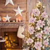 Decorazioni natalizie 5 fiori rosa scintillanti albero 14 cm decorazione floreale artificiale Happy Year 231121