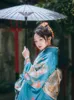 Etnik Giyim Japon Geleneksel Kadın Kimono Mavi Renk Baskıları Klasik Yukata Cosplay Wear Feriding Elbise Uyuyan Elbise