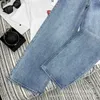 Jeans Femme Designer Nanyou Haute Qualité Printemps / Été 2023 Nouvelle poche arrière brodée taille pliée hanche jambe droite pour femmes PN9N