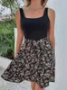Casual Dresses Women's Summer Floral Sundress Sleeveless Vintage Patchwork Mini Tank Boho Beach Tshirt 230421