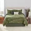 Bedding sets 7Piece Green Crinkle Textured Comforter Set King Quilt Cover Bedroom Bed Sets 231121