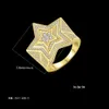 Tianmi 3D Five Point Star Pierścień z diamentowym hip -hopowym mikro -zestawem cyrkon przesadzony pierścień modowy