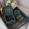 Jewelry Pouches Solid Wood Velvet Retro Jewlery Box Large Capacity Three Floors Display Packaging Organizer For Earring Necklace Ring Boxes