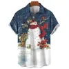 Chemises décontractées pour hommes Bonhomme de neige Arbre de Noël Claus Santa présente Ice Bear Chemise hawaïenne pour hommes Impression 3D Haut à manches courtes Vêtements de fête de plage