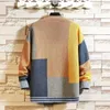 Pulls pour hommes Hommes Pull tricoté Élégant Colorblock Manteau Chaud Mi-longueur Cardigan à col en V pour la mode automne hiver