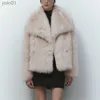 Fourrure femme Fausse fourrure mode fausse fourrure veste femmes hiver luxe Design grand col fourrure manteaux Cool filles recadrée en peluche pardessus 2023Fake Fur JL231121