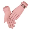 Pięć palców Rękawiczki zima dla kobiet w wiatroodpornym pluszowym Plush Grube rękawice diety ekran miękki pu rękawica żeńska rowerowa narta na zewnątrz