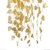 装飾的な花2.2m金色の偽の葉レイタン人工ブドウの花のブドウ蓮の葉12pcs家庭装飾ウェディングパーティーハンギー