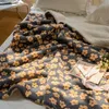 毛布の肥厚花柄のラムフリースブランケットウォームジャキュードコーラルフリースソファスローブランケット両面ぬいぐるみベッドスプレッドブラント231120