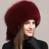 Trapper Hats Winter Women Fashion Real Fur Hat Natural Fox Fur Hats Headgear Russian Outdoor Cap Ladies Thicken Warm Fur Caps 231120