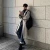 Мужской Тренч из искусственного меха 2023, брендовый весенний Тренч, корейская мода, пальто для мужчин, длинная ветровка, уличная одежда, мужское пальто, верхняя одежда, одежда 231121