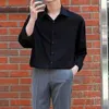 Männer Casual Hemden Herren Solide Koreanische Stil Mode Taste Kausalen Scheißt Weißes Hemd Eis Gefühl Marke Männer Kleidung Bottming