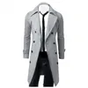 Mens Wool Blends Double Breasted Trench Coat Blend High Quality Fashion Casual Slim Fit Solid Color Male Jacket 231120