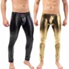 Men's Pants Sexy Men Low-rise U Bulge Pouch Night Clubwear Leggings Stage Performance Tights Bodywear Man Shiny Faux Leather