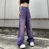 Jeans Femme Violet Baggy Jeans Femmes Boyfriend Style Taille Haute Dégradé Couleur Lavé Y2k Cargo Pantalon Mopping Droit Denim Pantalon 230421