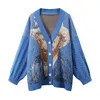 Maglieria da donna Tees Van Gogh Girasole Vintage Manica Cardigan Maglione lavorato a maglia 2023 Donna Elegante Lusso Ricamo Maglieria Maglioni Streetwear Top 231120