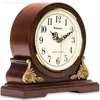 Horloges de table Europe Horloge rétro en bois massif Dire l'heure Quartz et montres alimentées par batterie Classy Home Decor Bureau