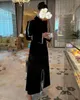 Urban Sexy Dresses Saudi Arabia Evening Party Long Sleeves Black Prom High Neck Pleated Beads Crystals Front Split Ankle Length 231121