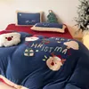 Bedding Christmas comforter set Designer bedding sets Four piece flanged coral velvet bed cover