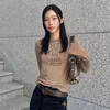 Женская футболка Karrram Jennie Tops Corean Fashion Letter Print Футболка Kpop Designer Grunge Crop Y2K Винтажная уличная одежда шикарные 230421